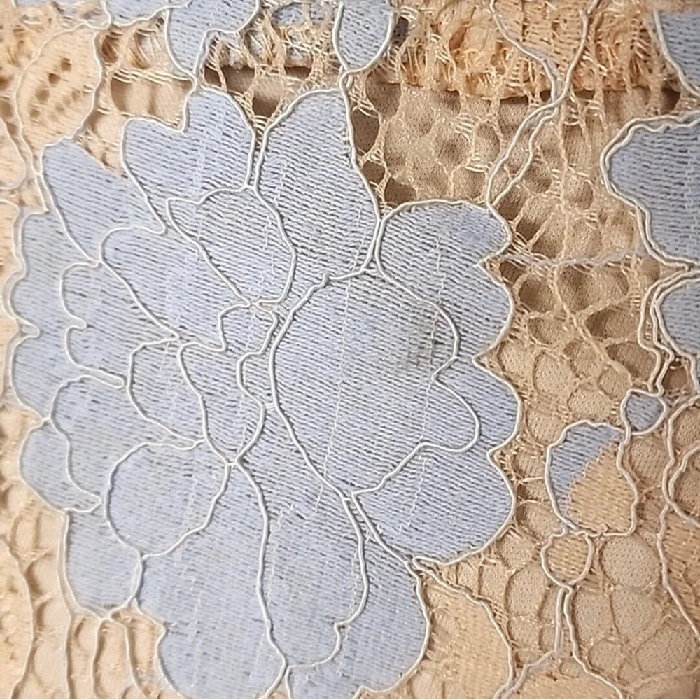 ❎💲SOLD 💲❎ NWT Nude & Periwinkle lined Floral Lace Sleeveless Blouse sz L - Picture 7 of 16